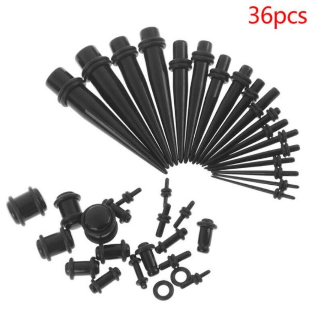 36PCS 1.6-10mm Ear Tunnel Plugs Extenders + Plugs